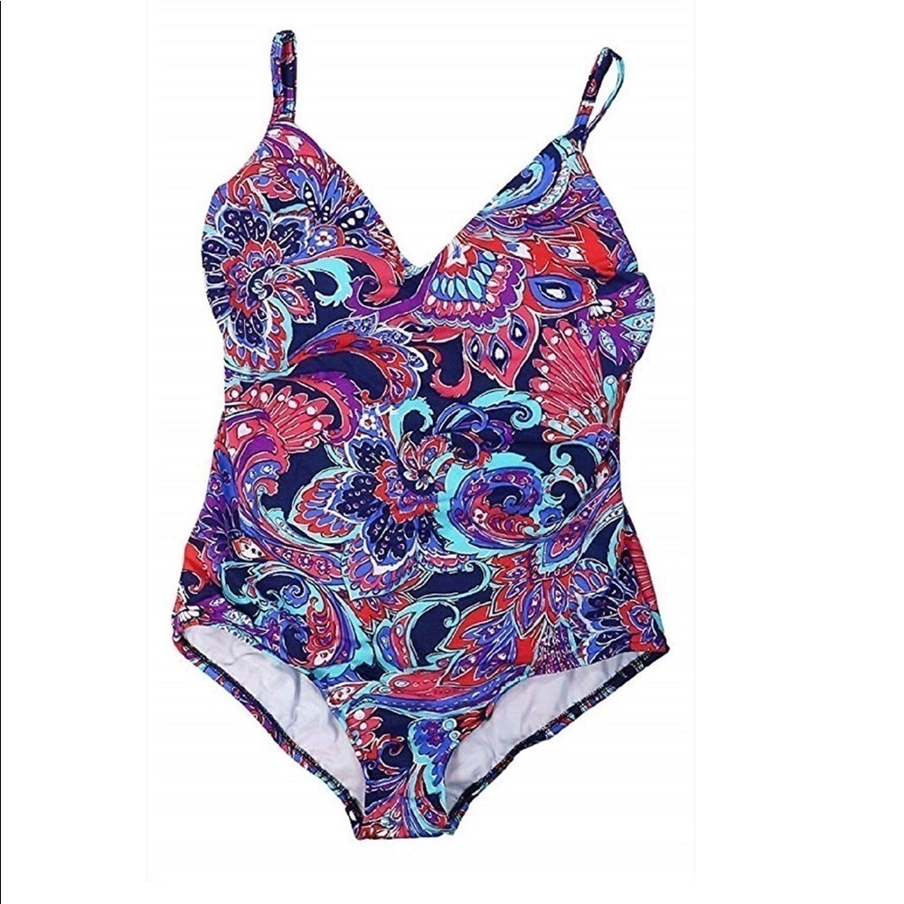 SWIM Solutions V Neck Tummy Control One-Piece